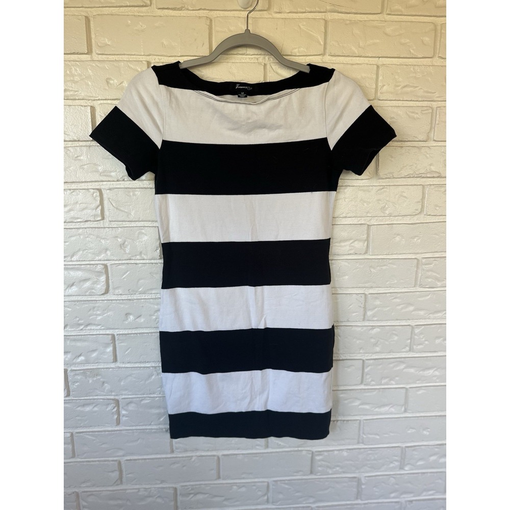 Forever 21 Black & White Stripe Bodycon Mini Dress |‎ Tumblr Girl Grunge Size  S